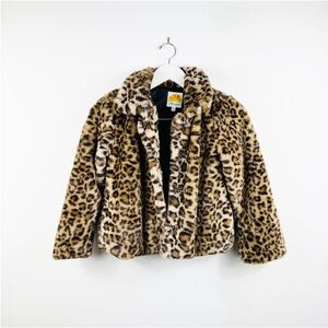 C & C California little girls leopard faux fur coat
